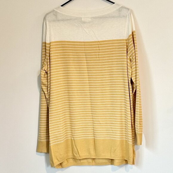 NWT CASLON Colorblock Striped Sweater in Yellow Placed Stripe - L - Picture 6 of 6